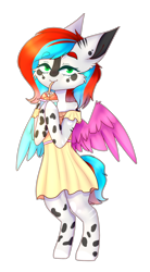 Size: 1600x2900 | Tagged: safe, artist:honeybbear, oc, oc only, species:pegasus, species:pony, bipedal, clothing, colored wings, dress, female, mare, simple background, smoothie, solo, transparent background, wings