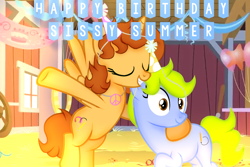 Size: 1976x1320 | Tagged: safe, artist:doraeartdreams-aspy, oc, oc:aspen, oc:summer sketch, species:alicorn, species:pony, alicorn oc, birthday, clothing, female, hat, hippie, hug, jewelry, mare, necklace, party hat, peace symbol, siblings, sisterly love, sisters