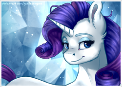 Size: 1444x1030 | Tagged: safe, artist:gaelledragons, character:rarity, species:pony, species:unicorn, female, mare, smiling, solo
