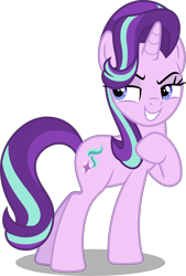 Size: 5532x8178 | Tagged: safe, artist:chrzanek97, character:starlight glimmer, species:pony, species:unicorn, episode:shadow play, g4, my little pony: friendship is magic, absurd resolution, cutie mark, evil smirk, female, inkscape, mare, raised hoof, simple background, solo, transparent background, vector