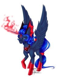 Size: 3632x4768 | Tagged: safe, artist:minelvi, character:princess luna, species:pony, armor, evil luna, female, magic, simple background, solo, transparent background