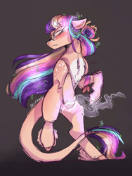 Size: 1668x2224 | Tagged: safe, alternate version, artist:akiiichaos, oc, oc:ambrosia, parent:applejack, parent:starlight glimmer, parent:twilight sparkle, species:earth pony, species:pony, bipedal, female, leonine tail, magical lesbian spawn, magical threesome spawn, mare, multiple parents, offspring, parents:twiglimmerjack, solo