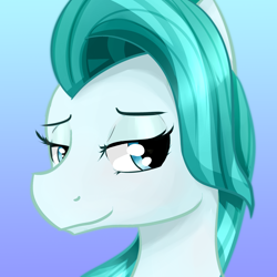 Size: 3000x3000 | Tagged: safe, artist:dashy21, character:lighthoof, species:pony, blue background, female, lidded eyes, simple background, smiling, solo