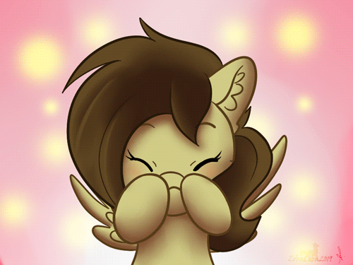 Size: 500x375 | Tagged: safe, artist:zobaloba, oc, oc only, oc:static spark, species:pegasus, species:pony, :3, :d, animated, cute, ear fluff, gif, heart, ocbetes, open mouth, solo, sweet dreams fuel, ych result