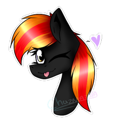 Size: 360x361 | Tagged: safe, artist:chazmazda, oc, species:pony, ;p, bust, colored, one eye closed, portrait, tongue out, wink