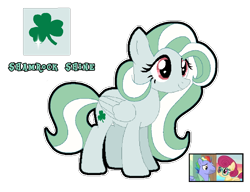 Size: 1270x977 | Tagged: safe, artist:doraeartdreams-aspy, base used, character:bow hothoof, character:posey shy, oc, oc:shamrock shine, parent:bow hothoof, parent:posey shy, species:pegasus, species:pony, crack ship offspring, female, mare, offspring, parents:poseybow, poseybow
