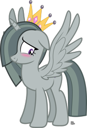 Size: 1145x1674 | Tagged: safe, artist:anime-equestria, character:marble pie, species:alicorn, species:pony, alicornified, blushing, crown, cute, floppy ears, horn, jewelry, marblebetes, marblecorn, race swap, regalia, royalty, simple background, smiling, transparent background, vector, wings