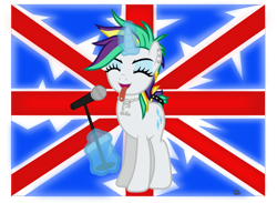 Size: 2208x1617 | Tagged: safe, artist:anime-equestria, character:rarity, species:pony, species:unicorn, alternate hairstyle, british, ear piercing, eyes closed, eyeshadow, female, flag, jewelry, magic, makeup, mare, microphone, necklace, piercing, punk, punkity, solo, tongue out, tongue piercing, union jack, vector