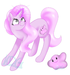 Size: 883x939 | Tagged: safe, artist:mondlichtkatze, species:pony, crossover, ditto, pokémon, ponified, simple background, solo, transparent background