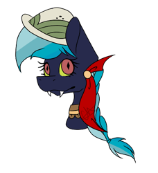 Size: 447x490 | Tagged: safe, artist:chazmazda, oc, oc only, species:bat pony, species:pony, bat pony oc, bust, clothing, colored, flat colors, hat, pith helmet, simple background, solo, transparent background