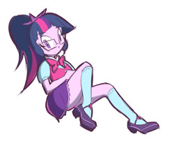 Size: 837x701 | Tagged: safe, artist:rvceric, character:twilight sparkle, character:twilight sparkle (scitwi), species:eqg human, my little pony:equestria girls, clothing, doodle, female, kneesocks, legs, looking at you, schrödinger's pantsu, skirt, socks, solo, thighs