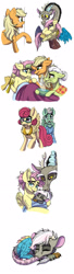 Size: 800x2945 | Tagged: safe, artist:celestial-rainstorm, character:applejack, character:discord, character:fluttershy, character:gentle breeze, character:granny smith, character:posey shy, oc, oc:athena, species:pony, ship:discoshy, crying, female, male, shipping, story included, straight, wet