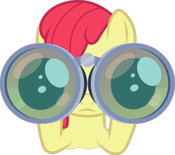 Size: 6874x6093 | Tagged: safe, artist:chrzanek97, edit, editor:slayerbvc, character:apple bloom, species:earth pony, species:pony, episode:hard to say anything, g4, my little pony: friendship is magic, absurd resolution, accessory-less edit, binoculars, female, filly, missing accessory, simple background, solo, transparent background, vector, vector edit