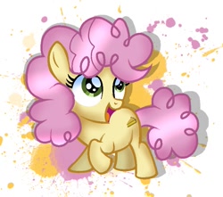 Size: 727x642 | Tagged: safe, artist:doraeartdreams-aspy, base used, character:li'l cheese, species:earth pony, species:pony, episode:the last problem, g4, my little pony: friendship is magic, abstract background, colt, cute, li'l cuteese, looking up, male, open mouth, raised hoof, smiling, solo