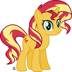 Size: 1309x1309 | Tagged: safe, artist:anime-equestria, character:sunset shimmer, species:pony, species:unicorn, cute, female, horn, looking at you, mare, shimmerbetes, simple background, smiling, smiling at you, solo, transparent background, vector