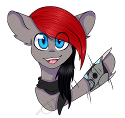 Size: 496x468 | Tagged: safe, artist:chazmazda, oc, species:earth pony, species:pony, bust, cellshaded, commission, emote, eye clipping through hair, looking at you, open mouth, portrait, shade, simple background, smiling, solo, transparent background, waving
