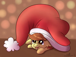 Size: 1500x1125 | Tagged: safe, artist:zobaloba, oc, oc:tomson, species:pony, christmas, clothing, commission, cute, digital art, happy, hat, holiday, lineart, micro, santa hat, weapons-grade cute, ych example, ych result, your character here