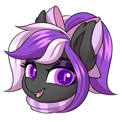 Size: 2000x2000 | Tagged: safe, artist:ask-colorsound, oc, oc only, oc:nightwalker, species:pony, bow, clothing, cute, cute little fangs, emotes, fangs, hair bow, looking at you, open mouth, scarf, simple background, slit eyes, slit pupils, smiling, transparent background