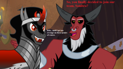 Size: 1280x720 | Tagged: safe, artist:chrzanek97, edit, screencap, character:king sombra, character:lord tirek, species:centaur, species:pony, species:unicorn, episode:the ending of the end, g4, my little pony: friendship is magic, caption, dialogue, gay, image macro, male, shipping, sombrek, text, vector edit