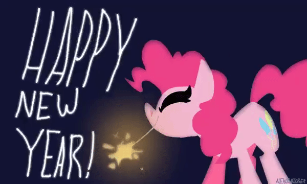 Size: 600x360 | Tagged: safe, artist:nekosnicker, character:pinkie pie, species:earth pony, species:pony, animated, black background, cute, diapinkes, eyes closed, female, gif, happy new year, holiday, mare, mouth hold, new year, profile, simple background, solo, sparkler
