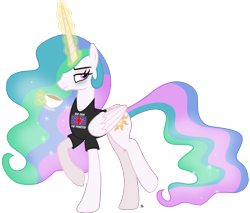Size: 3257x2771 | Tagged: safe, artist:anime-equestria, character:princess celestia, species:alicorn, species:pony, annoyed, clothing, cup, female, floating, food, magic, morning ponies, shirt, simple background, solo, sparkles, tea, teacup, telekinesis, tired, tired eyes, transparent background, union jack, vector, wings