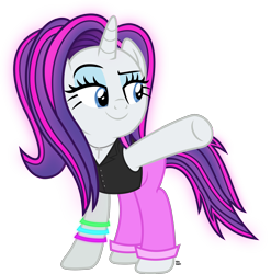 Size: 1965x1986 | Tagged: safe, artist:anime-equestria, character:rarity, species:pony, species:unicorn, 80s, alternate hairstyle, bands, clothing, cross, crucifix, eyeshadow, female, horn, jewelry, makeup, mare, necklace, simple background, smiling, solo, transparent background, vector, vest