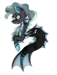 Size: 1300x1714 | Tagged: safe, artist:chazmazda, oc, oc only, species:siren, fangs, female, fins, fish tail, gem, scales, simple background, siren gem, solo, tongue out, transparent background