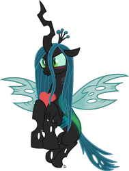 Size: 2185x2890 | Tagged: safe, artist:anime-equestria, character:queen chrysalis, species:changeling, annoyed, blushing, changeling queen, cute, cutealis, female, heart, horn, love, simple background, solo, transparent background, tsundalis, vector, wings
