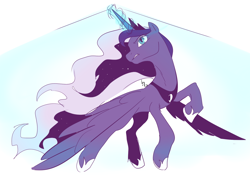 Size: 1400x1000 | Tagged: safe, artist:haden-2375, character:princess luna, species:alicorn, species:pony, female, glowing horn, horn, magic, mare, simple background, solo, white background