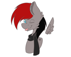 Size: 3507x2800 | Tagged: safe, artist:chazmazda, oc, oc only, species:pony, clothing, commission, commissions open, digital art, scarf, simple background, tongue out, transparent background