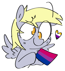 Size: 1173x1274 | Tagged: safe, artist:pinkiespresent, character:derpy hooves, species:pegasus, species:pony, bisexual pride flag, female, heart, nonbinary pride flag, pride, pride flag, solo