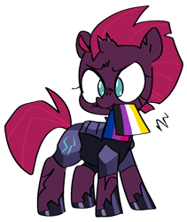Size: 1054x1251 | Tagged: safe, artist:pinkiespresent, character:tempest shadow, species:pony, species:unicorn, bisexual pride flag, female, nonbinary pride flag, pride, pride flag, solo