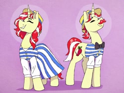 Size: 2048x1536 | Tagged: safe, artist:incendiaryboobs, character:flam, character:flim, species:pony, species:unicorn, clothing, dress, female, trans female, transgender
