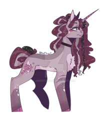 Size: 1024x1185 | Tagged: safe, artist:akiiichaos, parent:inky rose, parent:rarity, parents:inkity, species:pony, species:unicorn, deviantart watermark, female, magical lesbian spawn, mare, obtrusive watermark, offspring, simple background, transparent background, watermark