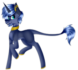 Size: 4108x3704 | Tagged: source needed, safe, artist:chazmazda, oc, oc only, species:pony, species:unicorn, artfight, cartoon, commission, commissions open, digital art, ear piercing, earring, fullbody, gold, golden, happy, highlights, jewelry, long tail, outline, piercing, shade, shading, simple background, smiling, solo, transparent background, trotting