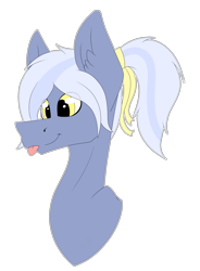 Size: 2548x3468 | Tagged: source needed, safe, artist:chazmazda, oc, oc only, species:earth pony, species:pony, artfight, blep, bust, cartoon, commission, commissions open, digital art, head shot, highlight, ribbon, simple background, solo, tongue out, transparent background