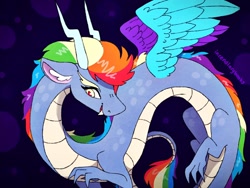 Size: 2048x1536 | Tagged: safe, artist:incendiaryboobs, character:discord, character:rainbow dash, species:draconequus, female, fusion, solo