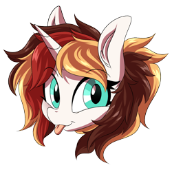 Size: 1200x1200 | Tagged: safe, artist:ask-colorsound, oc, oc only, oc:scarlet serenade, species:pony, species:unicorn, blep, emoticon, female, head only, mare, simple background, solo, tongue out, transparent background