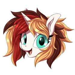 Size: 1200x1200 | Tagged: safe, artist:ask-colorsound, oc, oc only, oc:scarlet serenade, species:pony, species:unicorn, cute, emoticon, female, happy, head only, mare, simple background, smiling, solo, transparent background