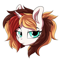 Size: 1200x1200 | Tagged: safe, artist:ask-colorsound, oc, oc only, oc:scarlet serenade, species:pony, species:unicorn, emoticon, female, head only, lidded eyes, mare, really?, simple background, solo, transparent background, unamused