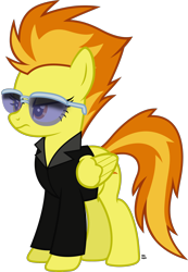 Size: 1666x2414 | Tagged: safe, artist:anime-equestria, character:spitfire, species:pegasus, species:pony, clothing, female, frown, mare, simple background, solo, suit, sunglasses, transparent background, vector, wings