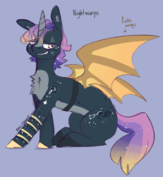 Size: 1043x1128 | Tagged: safe, artist:akiiichaos, oc, species:pony, species:unicorn, fake wings, female, mare, solo