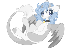 Size: 3000x2048 | Tagged: safe, artist:cinnamontee, oc, oc:rin, species:pegasus, species:pony, female, horns, mare, simple background, solo, tongue out, transparent background