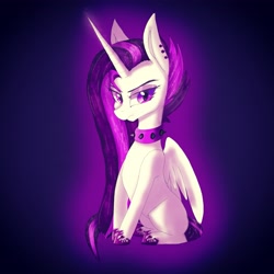 Size: 3197x3197 | Tagged: safe, artist:ask-colorsound, artist:crazydudegonemad, edit, character:princess celestia, species:alicorn, species:pony, episode:between dark and dawn, g4, my little pony: friendship is magic, choker, collar, ear piercing, female, goth, high res, mare, piercing, punklestia, sitting, spiked choker, spiked collar