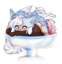 Size: 1934x1987 | Tagged: safe, artist:honeybbear, oc, oc only, species:pegasus, species:pony, chibi, female, food, heart eyes, ice cream, mare, simple background, solo, transparent background, wingding eyes
