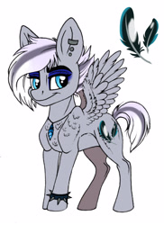 Size: 2844x3912 | Tagged: safe, artist:celestial-rainstorm, oc, oc:ophelia moon, parent:double diamond, parent:night glider, parents:nightdiamond, species:pegasus, species:pony, female, high res, mare, offspring, simple background, solo, spiked wristband, white background, wristband
