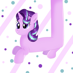 Size: 3000x3000 | Tagged: safe, artist:doraeartdreams-aspy, character:starlight glimmer, species:pony, species:unicorn, g4, :t, abstract background, eyelashes, female, long glimmer, long pony, mare, solo, three quarter view