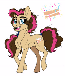 Size: 3852x4584 | Tagged: safe, artist:celestial-rainstorm, oc, oc:confetti cake, parent:cheese sandwich, parent:pinkie pie, parents:cheesepie, species:earth pony, species:pony, absurd resolution, female, mare, offspring, simple background, solo, white background