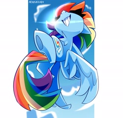 Size: 3022x2900 | Tagged: safe, artist:nekosnicker, character:rainbow dash, species:pegasus, species:pony, chest fluff, cloud, female, flying, grin, mare, sky, smiling, solo, spread wings, sun, sunlight, wings, worm's eye view