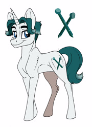 Size: 3517x4896 | Tagged: safe, artist:celestial-rainstorm, oc, oc only, oc:tourmaline quartz, parent:rarity, parents:canon x oc, species:pony, species:unicorn, looking at you, male, offspring, simple background, solo, stallion, story included, white background